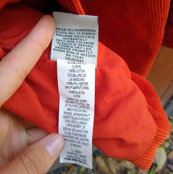 L.L. Bean Burnt Orange Corduroy Belted Trench Coat Pea Coat Size XS Petite - Picture 3 of 15